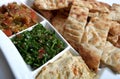 Arab mezzes and bread Royalty Free Stock Photo