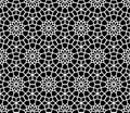Arab mosaic. Islamic black and white seamless pattern.