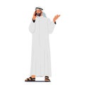 Arab Muslim Businessman Character Conversing On Mobile Phone, Discussing Deals And Making Connection Vector Illustration