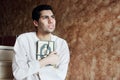 Arab muslim man with koran holy book with rosary Royalty Free Stock Photo