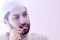 Arab muslim man with toothbrush miswak Royalty Free Stock Photo