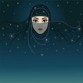 Arab night. The animation Arab princess in a veil.