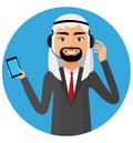 Arab operator saudi man with headset customer service helpdesk s Royalty Free Stock Photo