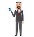 Arab palestine person business man talking the phone flat cartoon vector Illustration