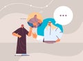 arab people chatting in messenger or social network chat bubble communication online instant messaging Royalty Free Stock Photo