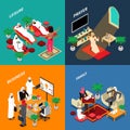 Arab People Lifestyle Isometric Design Concept