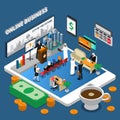 Arab People Online Business Isometric Illustration Royalty Free Stock Photo