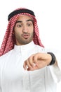 Arab saudi emirates man looking his watch too late Royalty Free Stock Photo