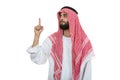 Arab saudi emirates man pointing you at camera isolated on a white background Royalty Free Stock Photo