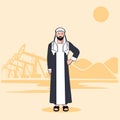 Arab sheikh against the background of oil production