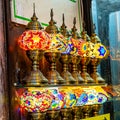 Arab souvenir shop. Colored lamps Royalty Free Stock Photo