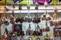 Arab souvenir shop with copper utensils: teapots, coffee pots and other utensils Royalty Free Stock Photo