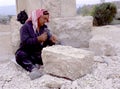 Arab stonemason restoring Jerash Royalty Free Stock Photo