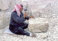 Arab stonemason at work at Jerash Royalty Free Stock Photo