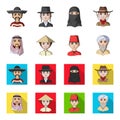 Arab, turks, vietnamese, middle asia man. Human race set collection icons in cartoon,flat style vector symbol stock