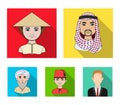 Arab, turks, vietnamese, middle asia man. Human race set collection icons in flat style vector symbol stock illustration
