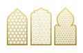 Arab vector window door pattern. Arabian islamic mosque ramadan ornament style