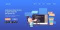 arab web developer creating program code on laptop screen development of software and programming concept Royalty Free Stock Photo
