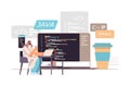 arab web developer creating program code on laptop screen development of software and programming concept Royalty Free Stock Photo