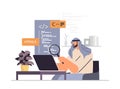 arab web developer creating program code on laptop screen development of software and programming concept Royalty Free Stock Photo