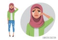 Muslim Woman Crying. Muslim young woman wearing hijab.