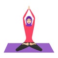 Arab woman with hijab in lotus yoga pose. Young woman wearing hijab, practicing yoga icon. The concept of Healthy