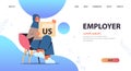 arab woman hr manager holding we are hiring join us poster vacancy open recruitment human resources concept Royalty Free Stock Photo