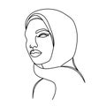 Arab woman in a modern one line style.