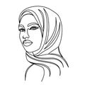 Arab woman in a modern one line style.