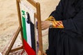 An Arab woman working on traditional craft. Tradition Royalty Free Stock Photo