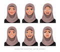Arab women character set of emotions Royalty Free Stock Photo