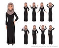 Arab women character set of emotions Royalty Free Stock Photo