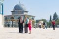 Arab women at the mosque esplanade outside Dome of the Rock