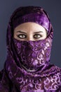 Arab women with traditional veil, eyes intense, mystical beauty Royalty Free Stock Photo