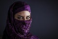 Arab women with traditional veil, eyes intense, mystical beauty Royalty Free Stock Photo