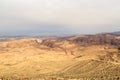 Arabah valley desert panorama with mountains, Jordan Royalty Free Stock Photo