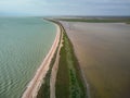 Arabat Spit aerial top view, Azov Sea, Ukraine