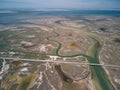 Arabat Spit aerial top view, Azov Sea, Ukraine