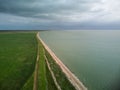 Arabat Spit aerial top view, Azov Sea, Ukraine