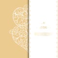 Arabesque abstract classic element vintage half white and gold background template vector