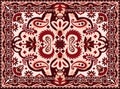 Arabesque carpet. Indian and Persian rug with ethnic geometric pattern, vintage texture for interior floor textile