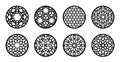 Arabesque circle, round element set for laser cutting ,stencil, engraving. Geometric round arabic pattern for glass