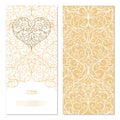 Arabesque eastern element white and gold background card template vector