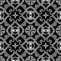 Arabesque floral vector seamless pattern. Black and white ornamental arabic background. Ethnic style elegance line art Royalty Free Stock Photo