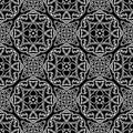 Arabesque floral vector seamless pattern. Black and white ornamental arabic background. Ethnic style elegance line art Royalty Free Stock Photo