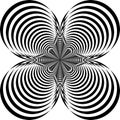 Arabesque pseudo tridimensional four circles marina wave target structure illusion on transparent background