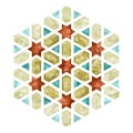 Arabesque ramadan watercolour tile element.