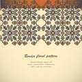 Arabesque vintage seamless border elegant floral decoration print for design template vector. Oriental flowers style pattern. Royalty Free Stock Photo