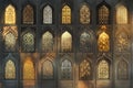 Arabesque Windows: A Wall of Ornate Designs Royalty Free Stock Photo