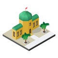 Arabian building with palm trees in isometric view